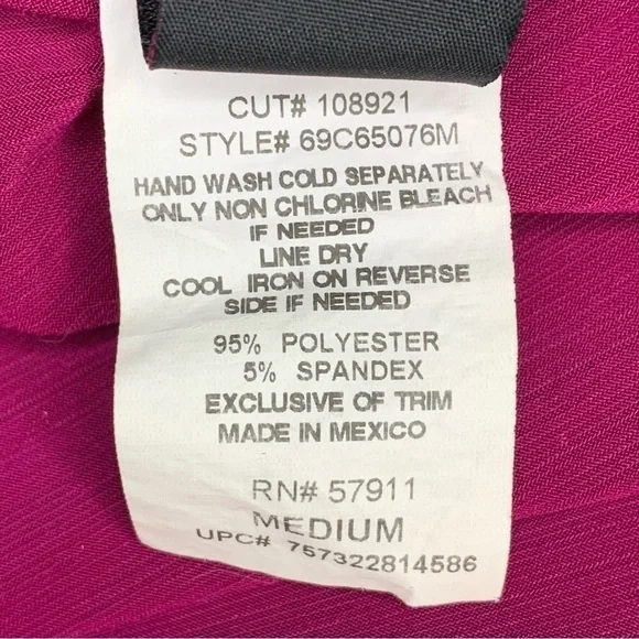 M Vintage 90s Fuchsia Pink Belted Blouse Stretch Medium Y2k - Picture 6 of 6